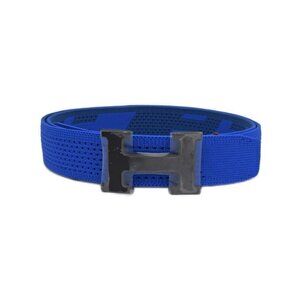 Hermes Knit Belt Sprint M Monochrome H Buckle Blue Black Man